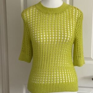 RD Style Lime Green Open Knit Crew Sweater - Size S